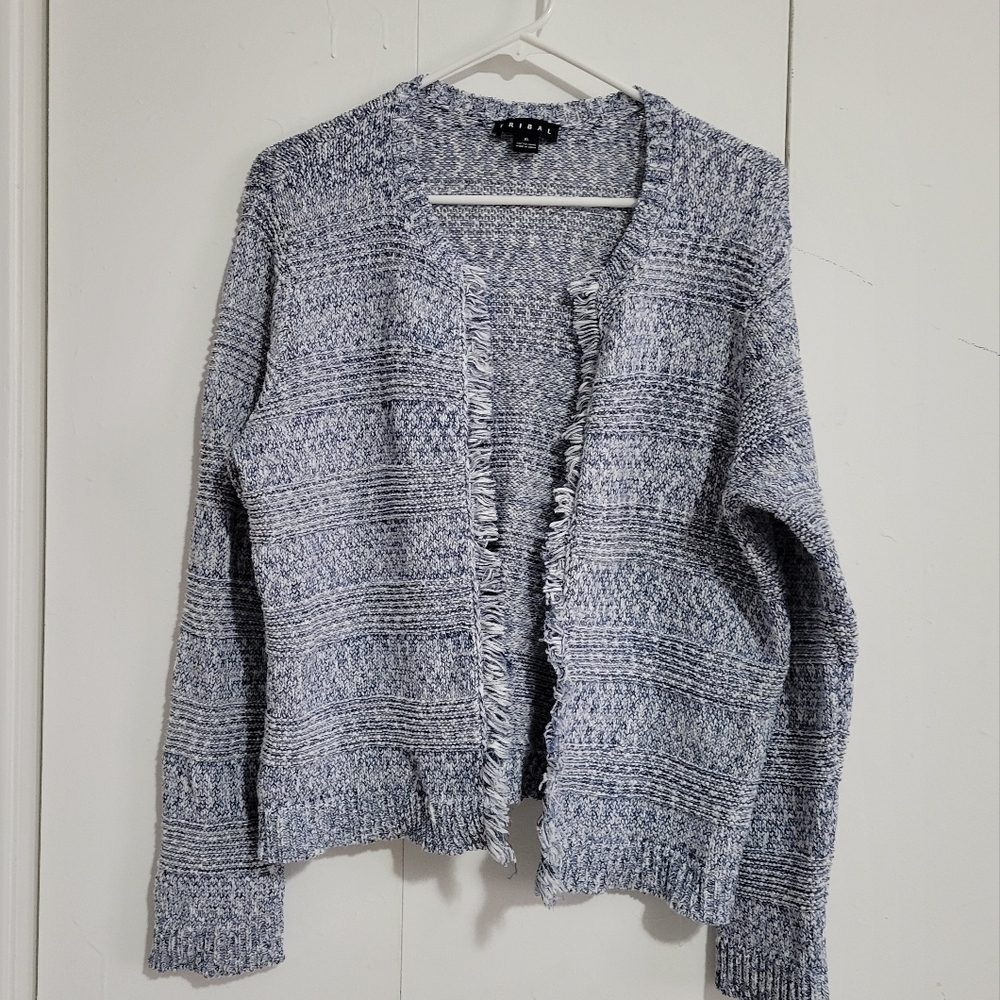 Women's Blue Knit Cardigan - Picture 1 of 7